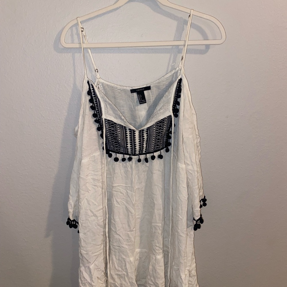 Vintage Forever 21 White/Black Boho Dress